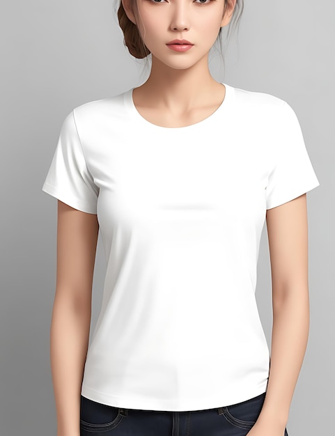 Das beste weiße leere T-Shirt-Frau-Modell Frontview-Mockup