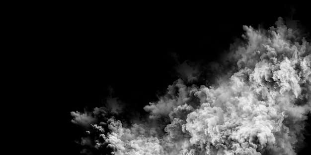 Das Bild ist eine schwarz-weiße Darstellung einer wellenförmigen Rauchwolke auf schwarzem Hintergrund