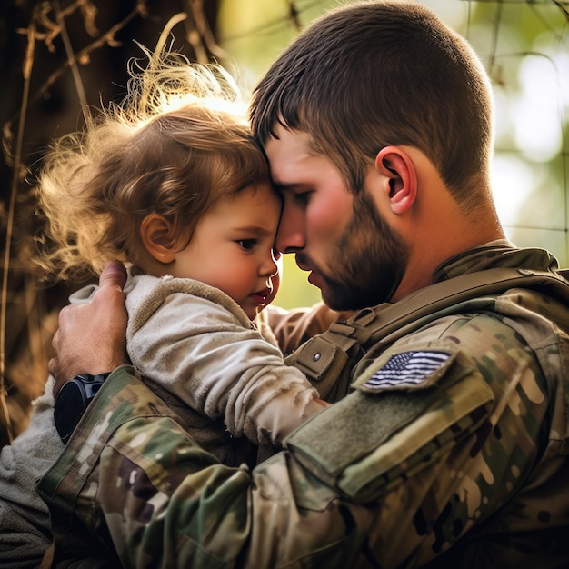 Das Bild zeigt die Gegenüberstellung von Stärke und Verletzlichkeit und unterstreicht die Fähigkeit des Soldaten,