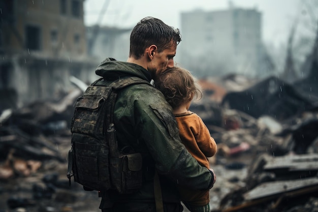 Das Bild zeigt die Gegenüberstellung von Stärke und Verletzlichkeit und unterstreicht die Fähigkeit des Soldaten,