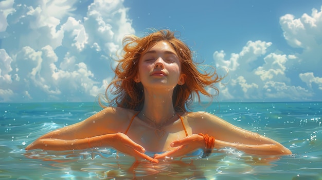 Das Bild zeigt ein gebräuntes Mädchen, das im Sommer am Strand liegt und mit den Händen ein Herz macht