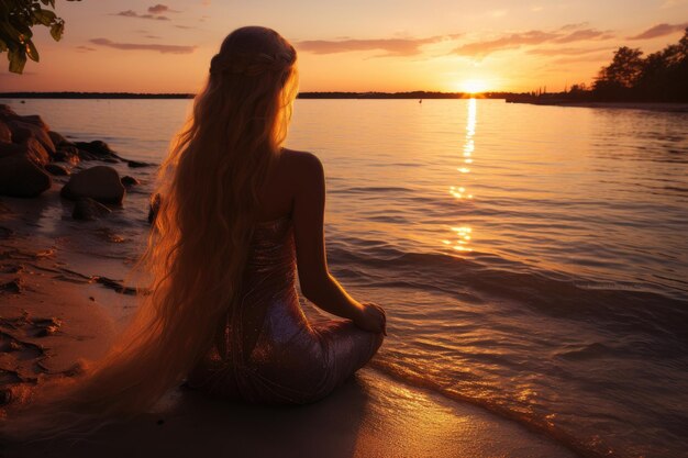 Das Bild zeigt ein Gefühl der Ruhe und des Staunes, während die Meerjungfrau friedlich durch die