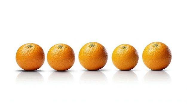 Foto das bild zeigt eine gruppe orangefarbener zitrusfrüchte auf weißem hintergrund