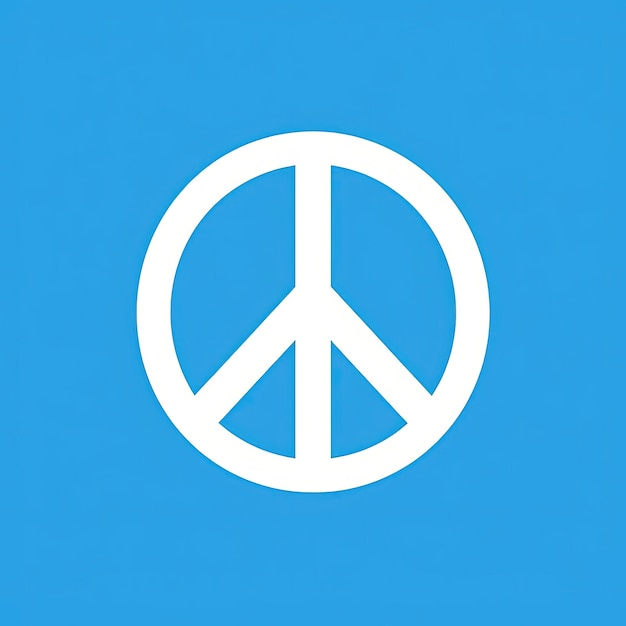 das blaue Friedenszeichen und das Wort zusammen im Stil vereinfachter Formen