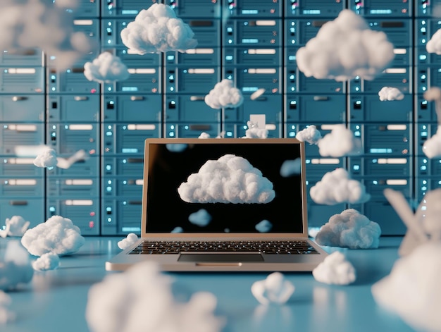 Das Cloud-Computing-Konzept umfasst Datenlagerdatenbanken und Cloud-Computer-Dienste