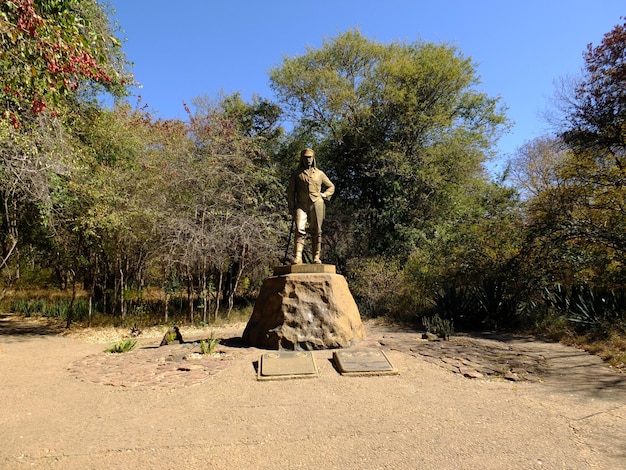 Das Denkmal von Livingstone an den Victoriafällen an der Grenze zwischen Sambia und Simbabwe