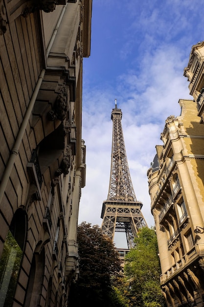 Das Detail des Eiffelturms Paris September 2017