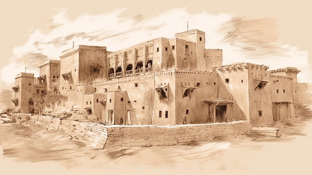 Das Diriyah-Fort in Riad, Saudi-Arabien, ist ein historischer Ort für generative KI
