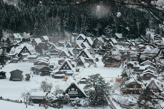 Das Dorf Shirakawago mit weißem Schnee ist das Beste für Touristen, die in der Wintersaison in Japan reisen