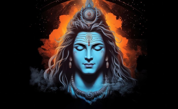 Das dritte Auge von Shiva - eine feurige mythologische Illustration des hinduistischen Gottes