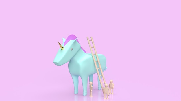 Das Einhorn für Start oder Geschäftskonzept 3D-Rendering