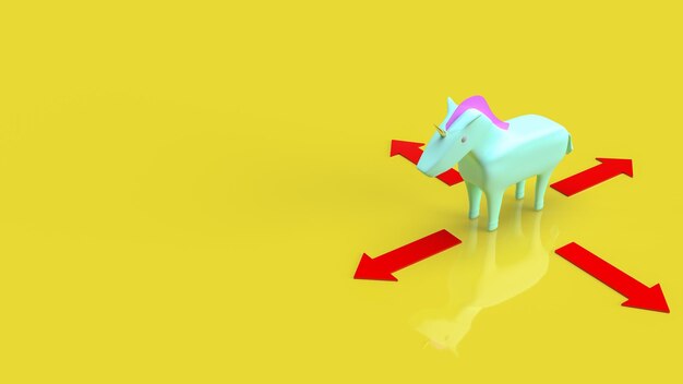 Das Einhorn und der Pfeil für Geschäftskonzept 3D-RenderingxA