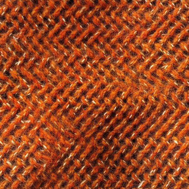 Das einzigartige Muster auf einem Stück orangefarbenem Tweed