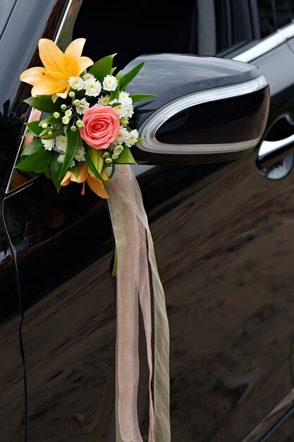 Foto das elegante auto für eine hochzeitsfeier