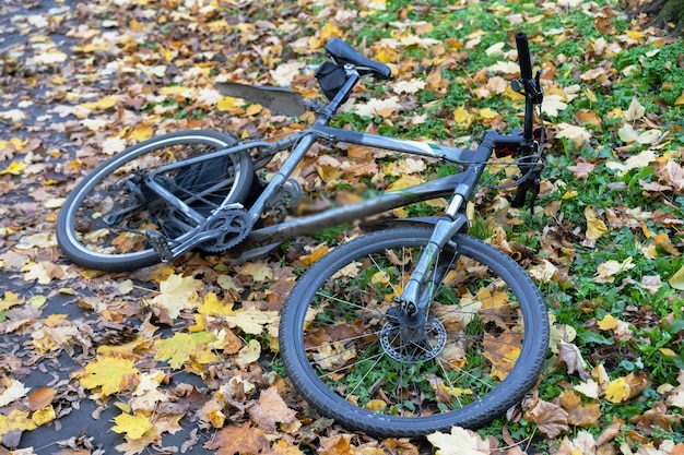 Das Fahrrad steht am Boden