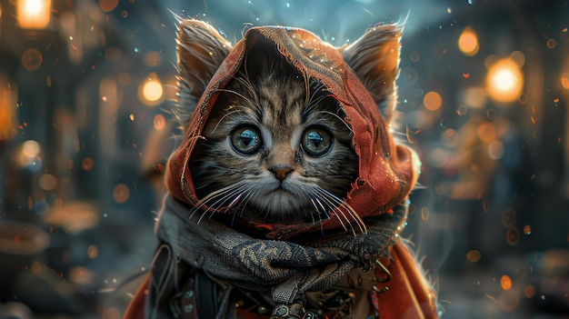 Das Fantasy Thief Kitten ist eine Illustration, die im digitalen Format erstellt wurde