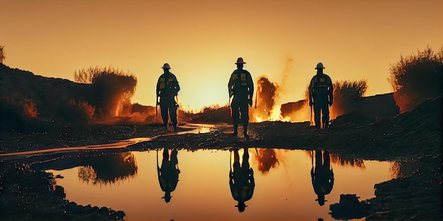 Das Feuerwehrteam bekämpft einen Waldbrand Ia generative