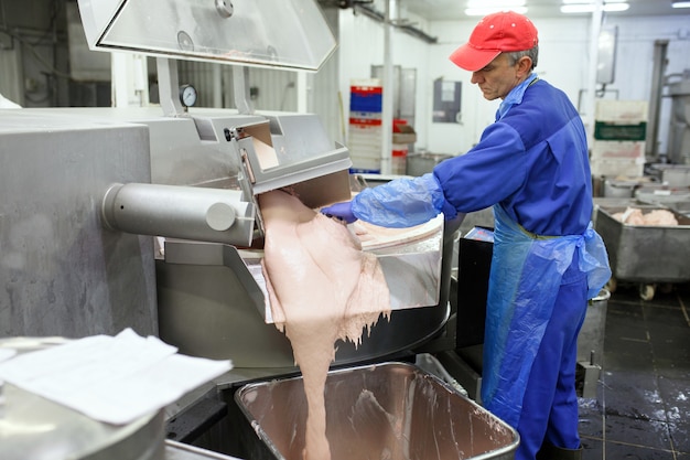 Das Fleisch in der Mühle. die Fleischindustrie.