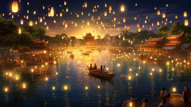 Das Floating Lantern Festival Loy Krathong Yi Peng