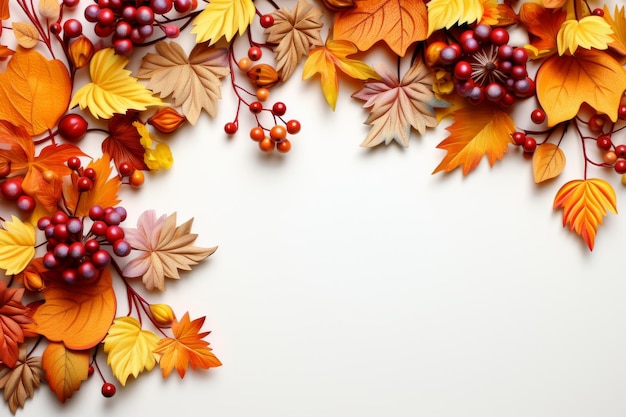 Das Flüstern des Herbstes Eine weiße Leinwand geschmückt mit Blättern und Beeren auf einer weißen oder klaren Oberfläche PNG durchsichtiger Hintergrund