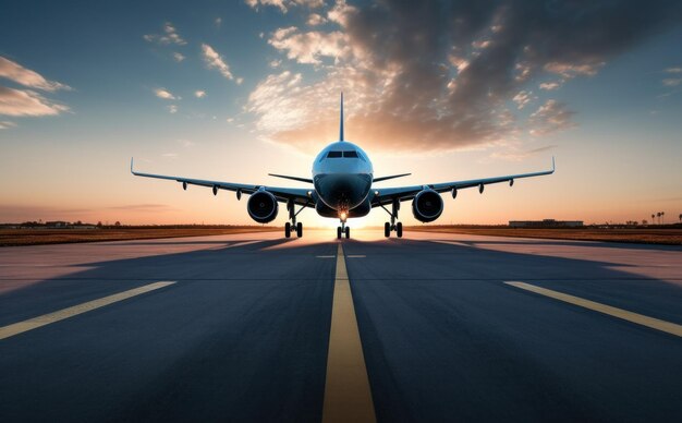 Foto das flugzeug auf der start- und landebahn