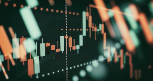 Das Forex-Diagramm auf dem digitalen Bildschirm.Nachhaltige Portfolioverwaltung, langfristige Vermögensverwaltung mit Risikodiversifikationskonzept.