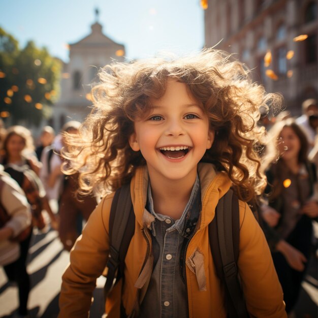 Das Foto zeigt mehrere Schulkinder mit einem Ausdruck voller Glück