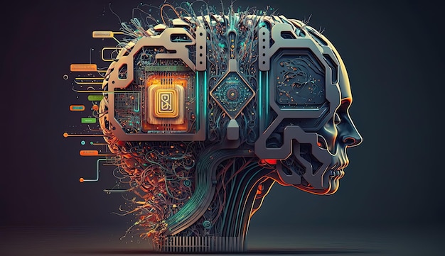 Das futuristische digitale Gehirn mit künstlicher Intelligenz ist ein revolutionäres Konzept, das unbegrenzte Möglichkeiten zur Lösung komplexer Probleme bietet, die von KI generiert werden