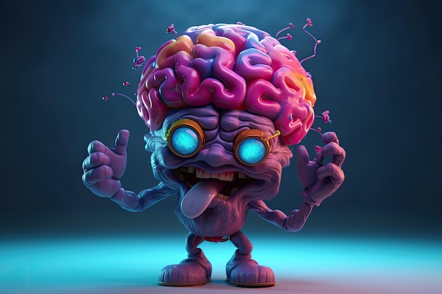 Das Gehirn einer Zeichentrickfigur, ein Halloween-Zombie-Kopf
