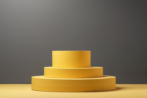 Das gelbe Podium mit einer minimalen Basis präsentiert Produkte