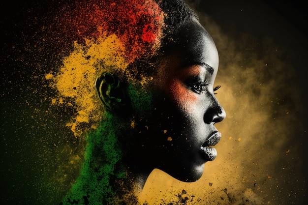 Das Gesicht einer Frau mit dem Wort Afrikaner darauf