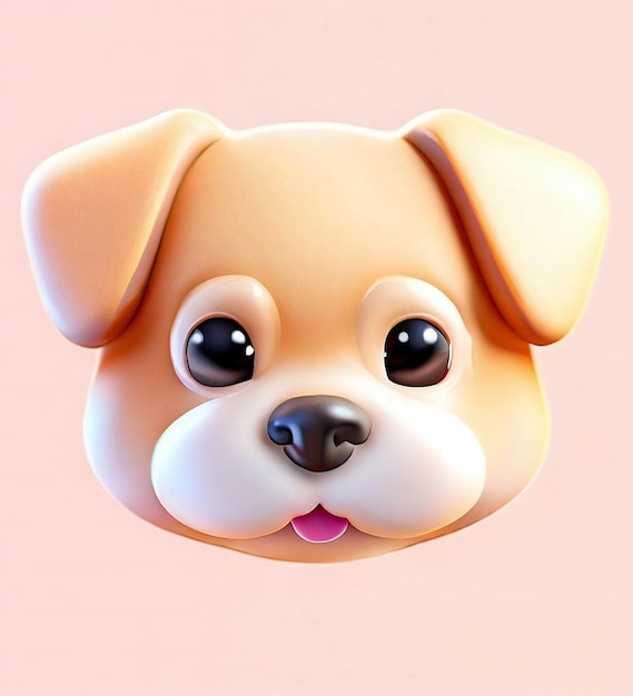 Das Gesicht eines Cartoon-Hundes mit einer rosa Zunge.