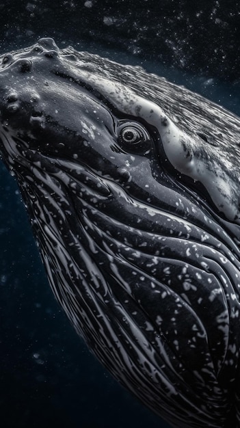 Das Gesicht eines Wals im Wasser