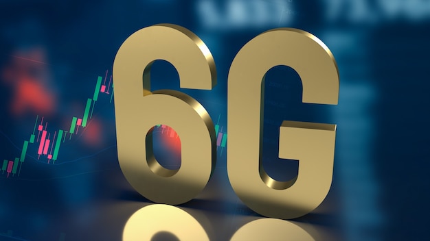 Das Gold 6g auf betriebswirtschaftlichem Hintergrund für Technologiekonzept 3D-Rendering