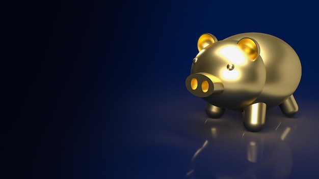 Das goldene Sparschwein für Immobilien- oder Sparkonzept 3D-Rendering