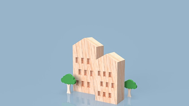 Das heimische Holz für die 3D-Darstellung des Immobilienkonzepts