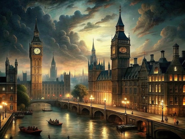 Das historische London in der Nacht