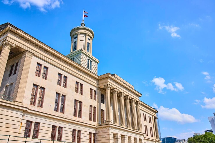 Foto das historische tennessee state capitol-gebäude nach oben