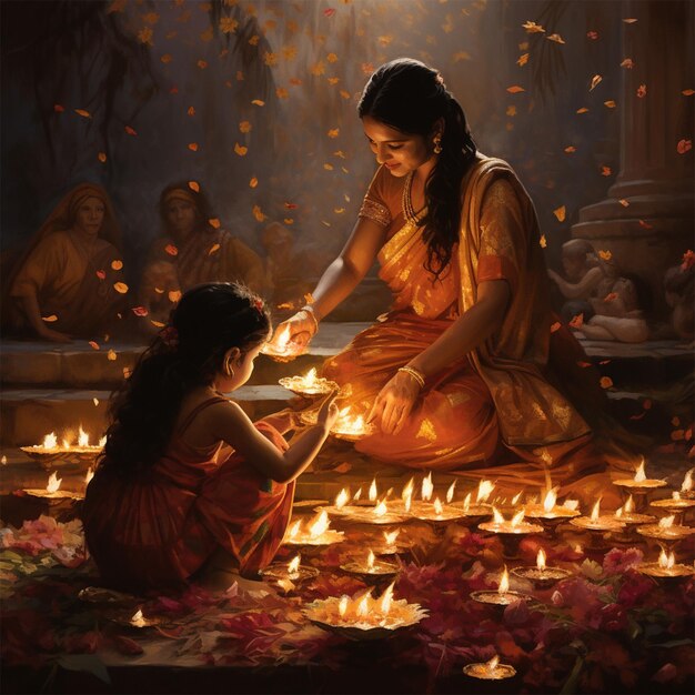 Foto das indische fest für den glücklichen diwali mit der familie