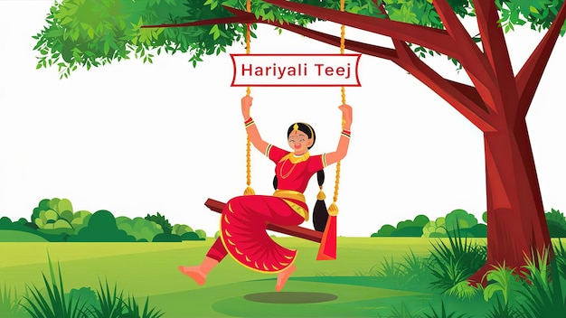 Das indische Fest Happy Haryali Teej und Hartalika Teej Illustration