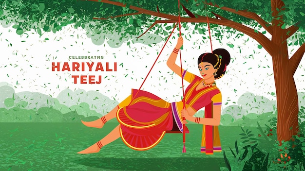 Das indische Fest Happy Haryali Teej und Hartalika Teej Illustration