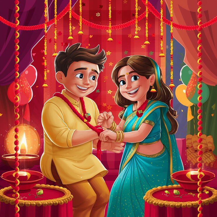 Das indische Rakshabandhan-Festival, bei dem eine Schwester Rakhi an ihren Bruder bindet
