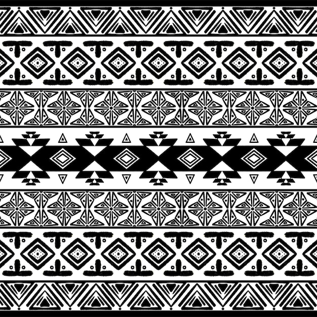 Das indische Stammesstoffmuster kombiniert schwarz-weiße Töne mit der zeitlosen Schönheit von Ikat