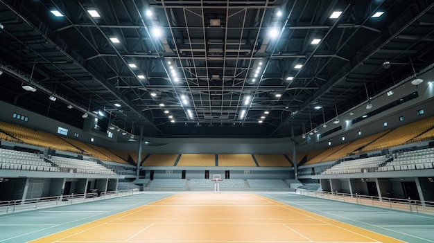 Foto das indoor-stadion ist mit fortschrittlichen sicherheitsmaßnahmen ausgestattet, die die sicherheit der spieler und