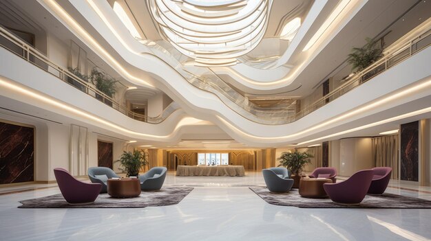 Foto das innendesign der modernen und luxuriösen lobby im futuristischen stil generative ai aig30