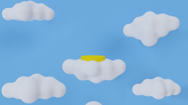 Foto das ist eine wolke über dem meer, da ist ein gelbes podium