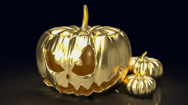 Das Jack-O-Laterne-Kürbisgold für die 3D-Darstellung von Halloween-Inhalten
