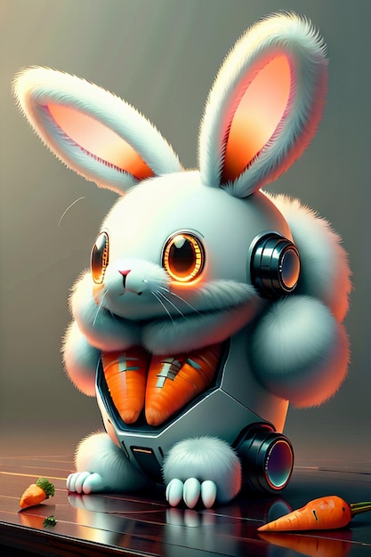 Das Kaninchen, das in die Tasse gelegt wird, liebt Karotten, kreatives Mini-Kaninchen-Design, Tapetenhintergrund