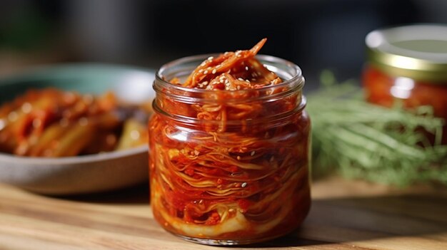 Foto das kimchi, eine koreanische gurke, ist eine köstliche generative ki