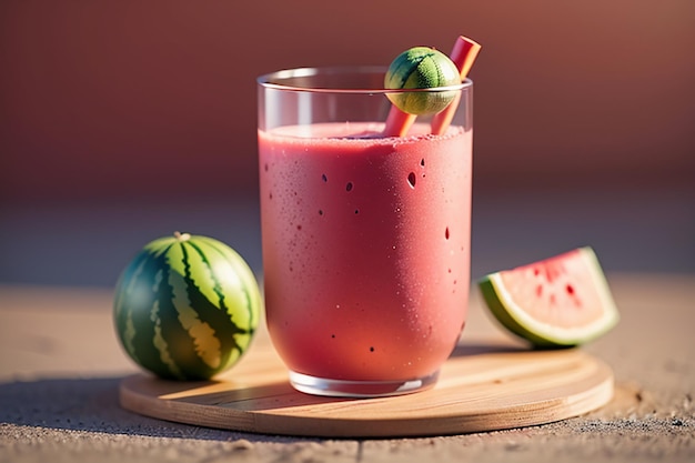 Das köstliche und erfrischende Wassermelonensaftgetränk ist sehr angenehm, um den Durst im Sommer zu löschen